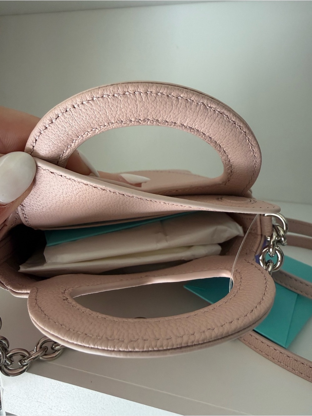 Tiffany & Co. Blush Leather Mini Tote with Chain Strap - Picture 2 of 3